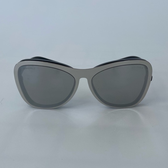 CHANEL | CLIP ON MIRROR SUNGLASSES | SILVER | AUTHENTIC - Picture 1 of 10